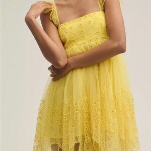 NWT Anthropologie Let Me Be Eyelet Tulle Mini Dress size Small